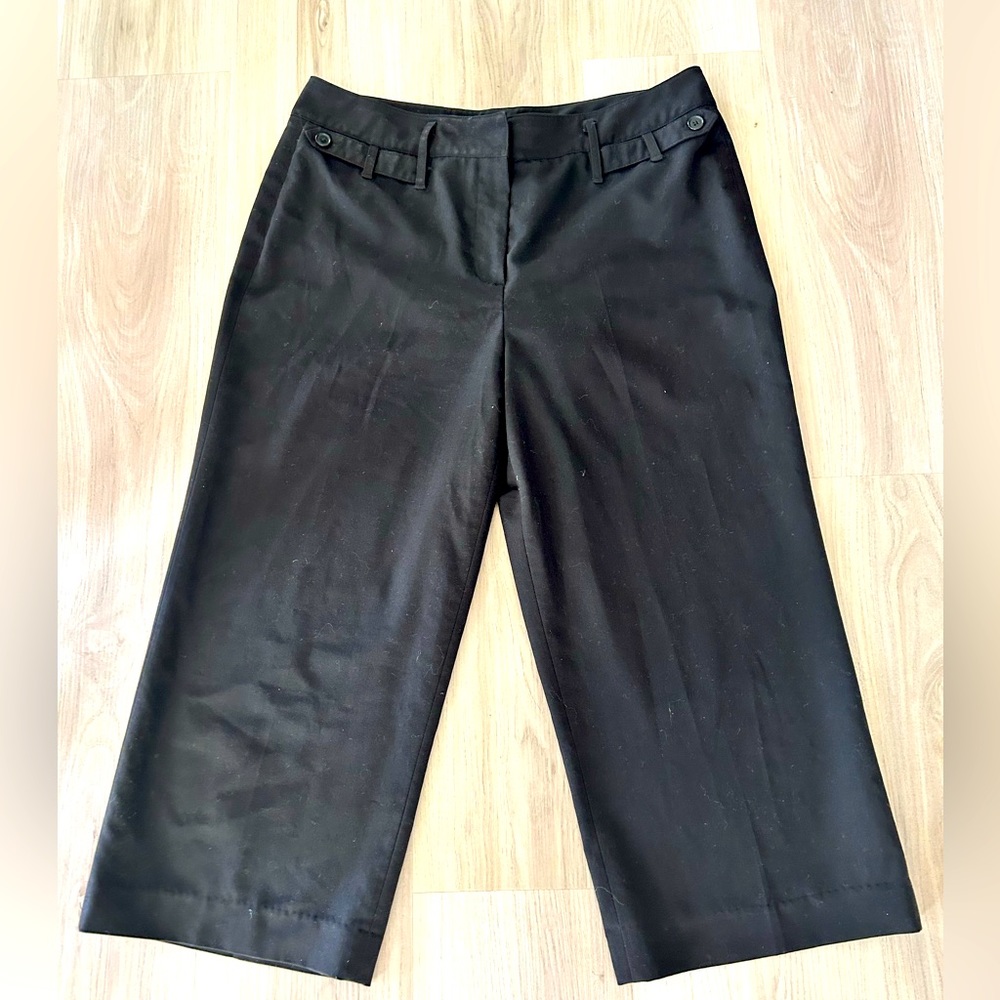 Sandro Sportswear Wide Leg Cropped/Capri Pants 10 Black Quality Luxury